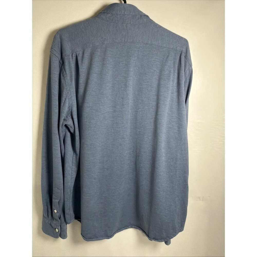 Polo Ralph Lauren Knit Button Shirt Men's LS Stretch Soft XL Blue Pony Cotton - Picture 6 of 6